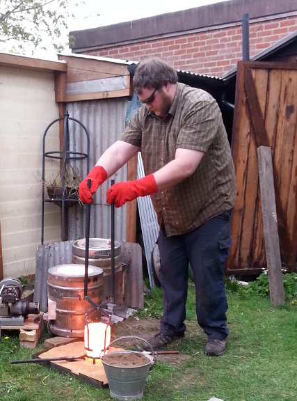 Pic of Luke lifting Iron crucible